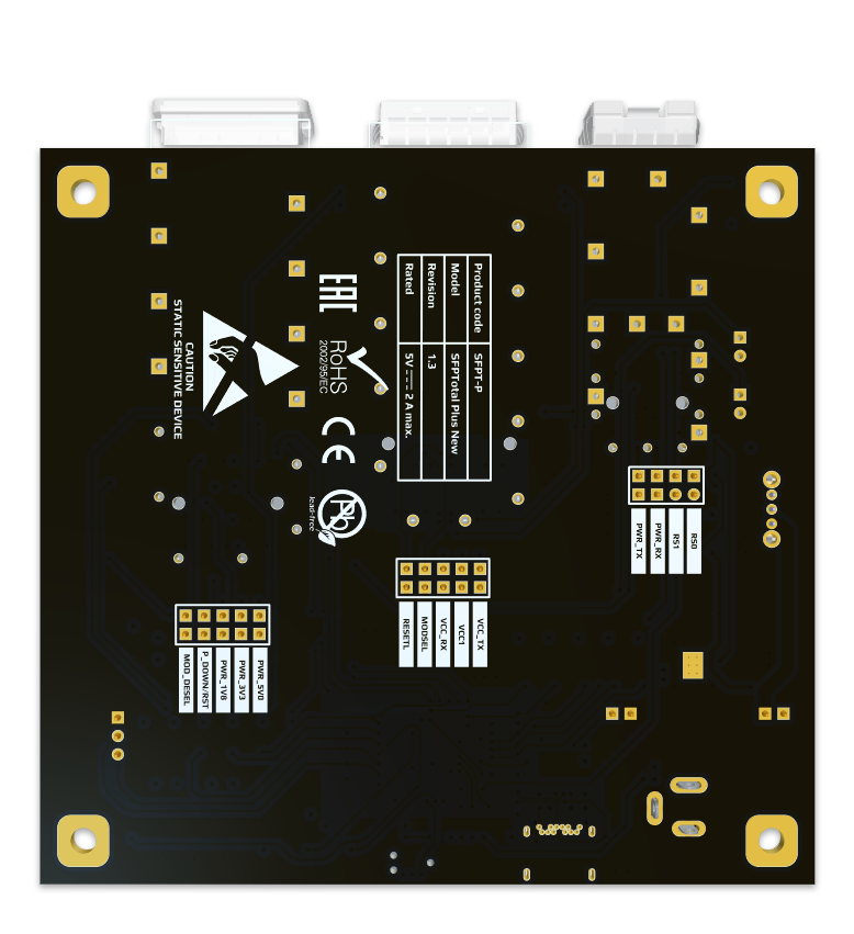 Underside of the SFPTotal Plus New board