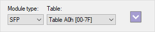 Selecting SFP and memory page A0h (00–7F) in SFPTotal Wizard